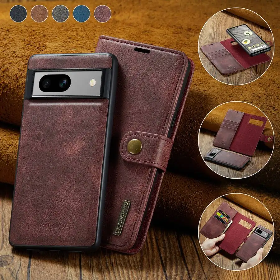 Detachable Magnetic Leather Wallet Case for Google Pixel Series - onlinemegasale.com