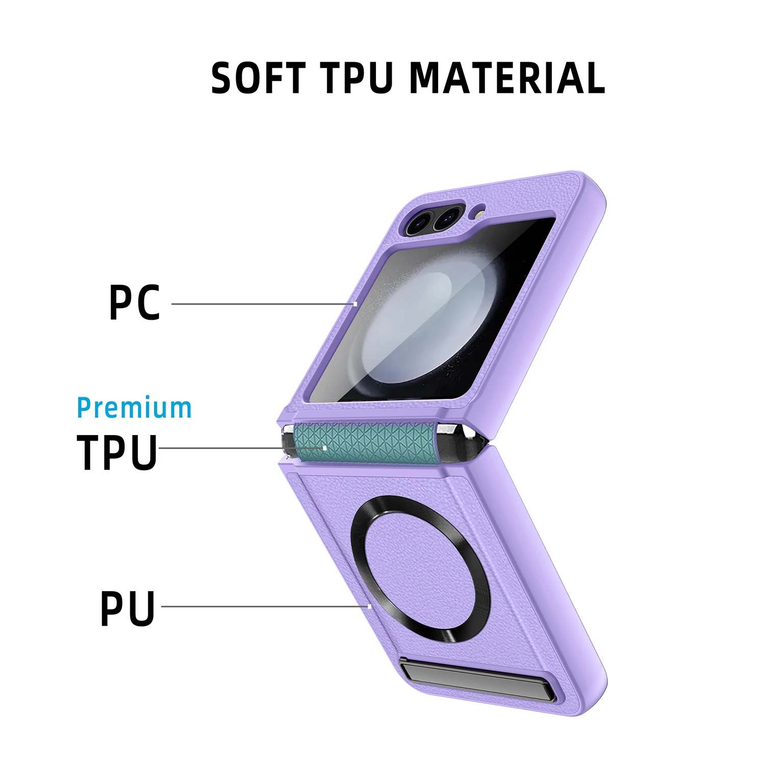 Leather Magsafe Case with Back Screen Protective For Samsung Galaxy Z Flip 5 - onlinemegasale.com