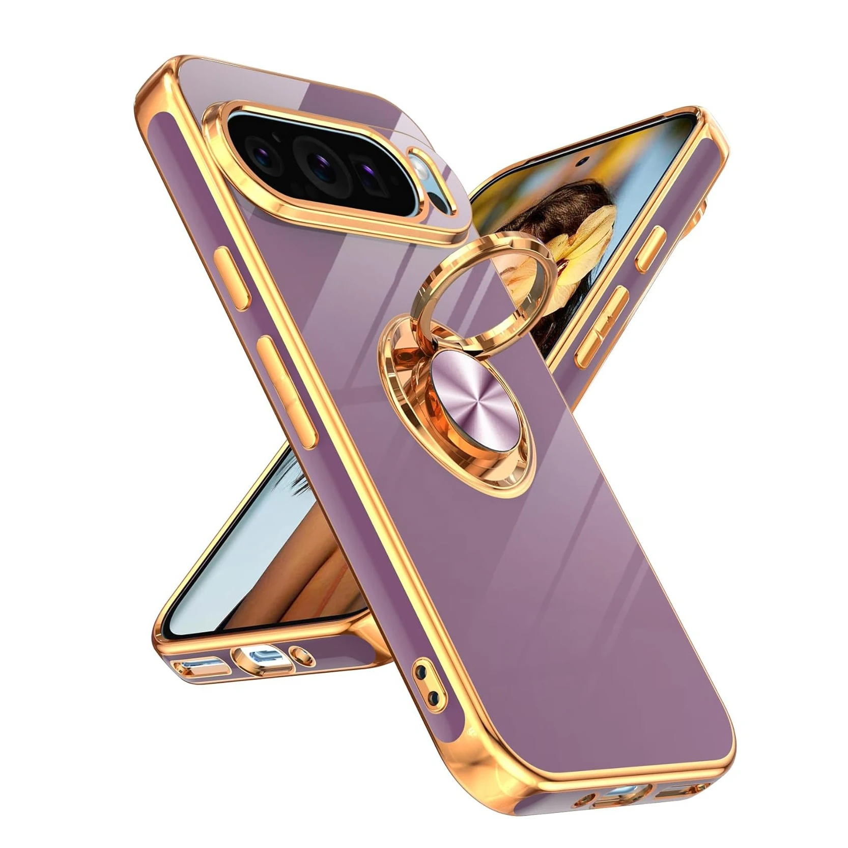 Luxury Plating Case with Ring Holder for Google Pixel Series - onlinemegasale.com