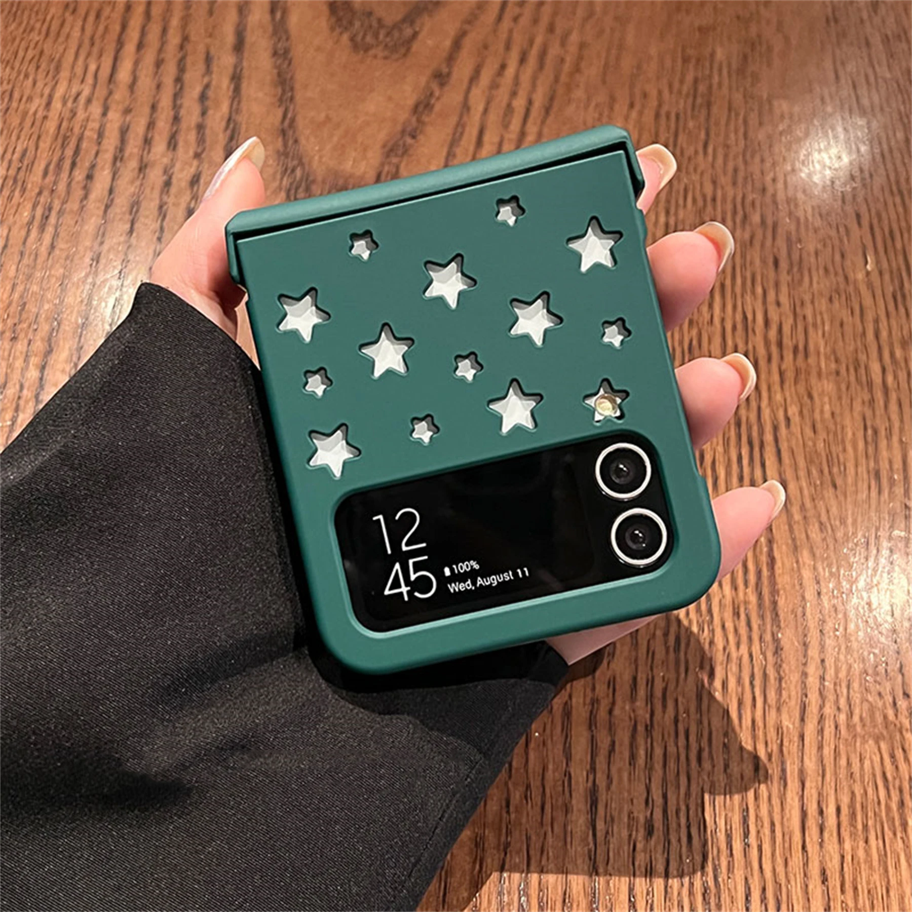 Korean Style Hollow Out Stars Phone Case for Galaxy Z Flip 4 - onlinemegasale.com