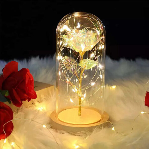 Artificial rose flower Eternal rose LED light for Mother's Day