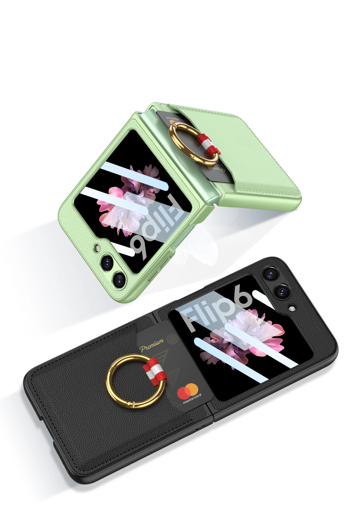 Leather Case with Ring Holder for Samsung Galaxy Z Flip 6 - onlinemegasale.com