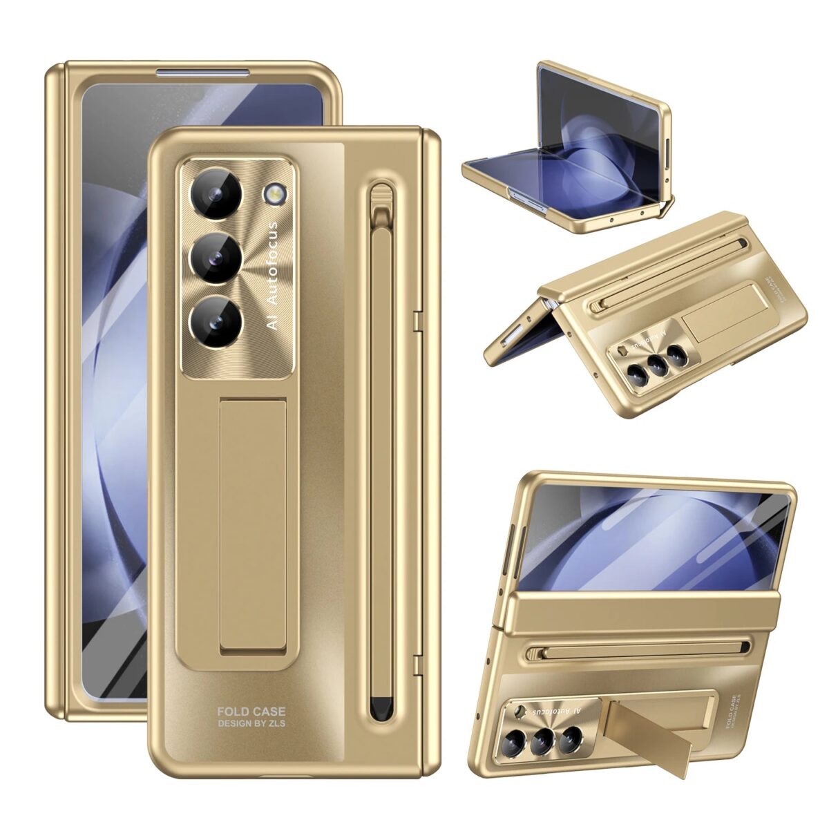 Shockproof Case for Samsung Galaxy Z Fold 6/5/4, Hinge Armor with Touch Pen & Kickstand - onlinemegasale.com
