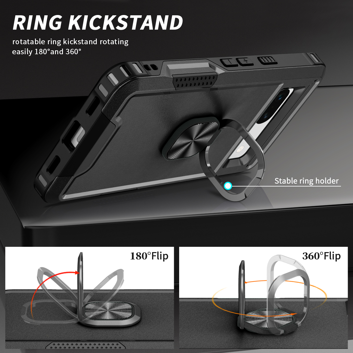 Armor Shockproof Case with Magnetic Ring Holder For Google Pixel 8 Series - onlinemegasale.com