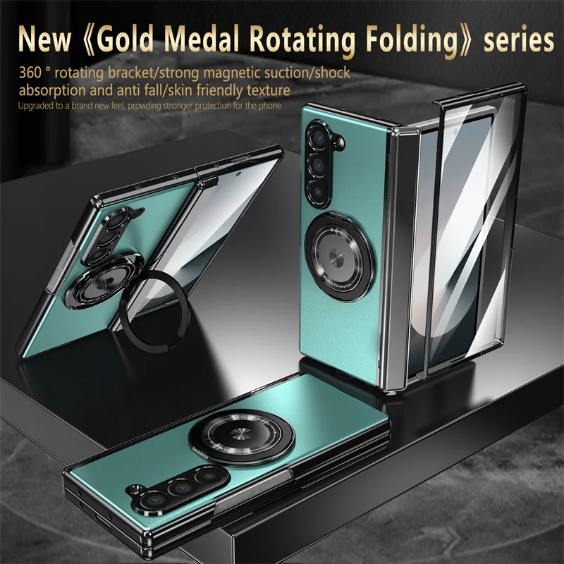 Luxury Shockproof Case with 360° Rotating Bracket for Samsung Galaxy Z Fold - onlinemegasale.com