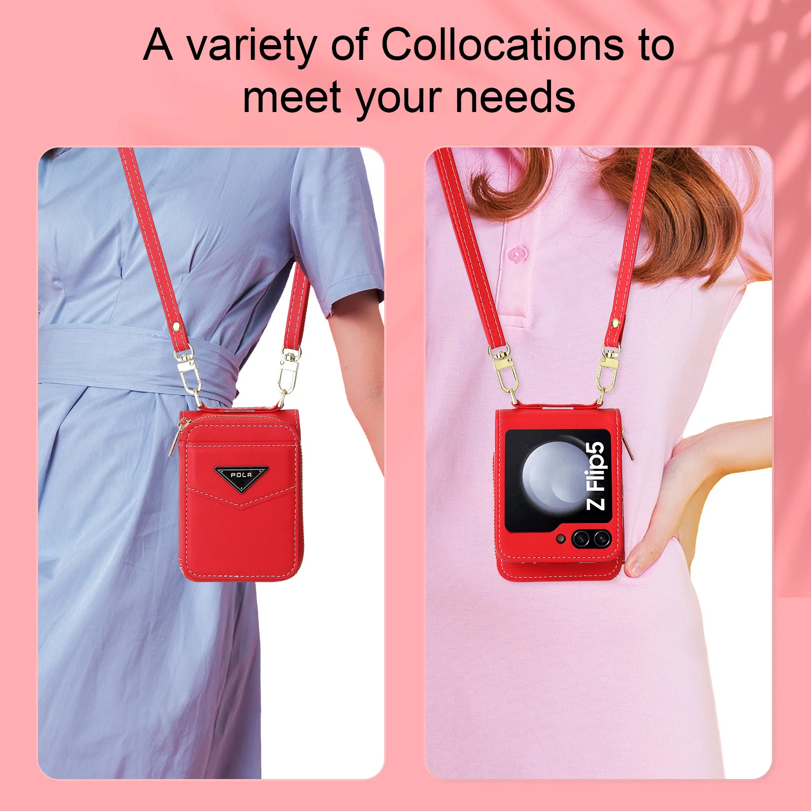 Leather Crossbody Wallet Case for Z Flip 5 - onlinemegasale.com Leather Crossbody Wallet Case for Z Flip 5 - onlinemegasale.com