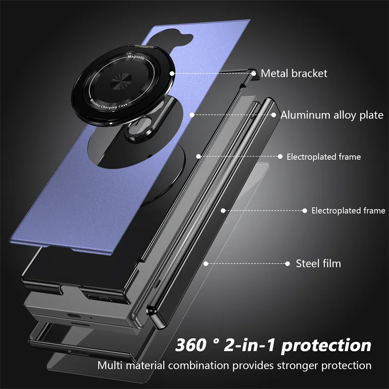 Luxury Shockproof Case with 360° Rotating Bracket for Samsung Galaxy Z Fold - onlinemegasale.com