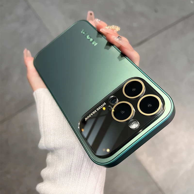 Luxury Camera Lens Glass Full Protect Matte Phone Case for iPhone - onlinemegasale.com