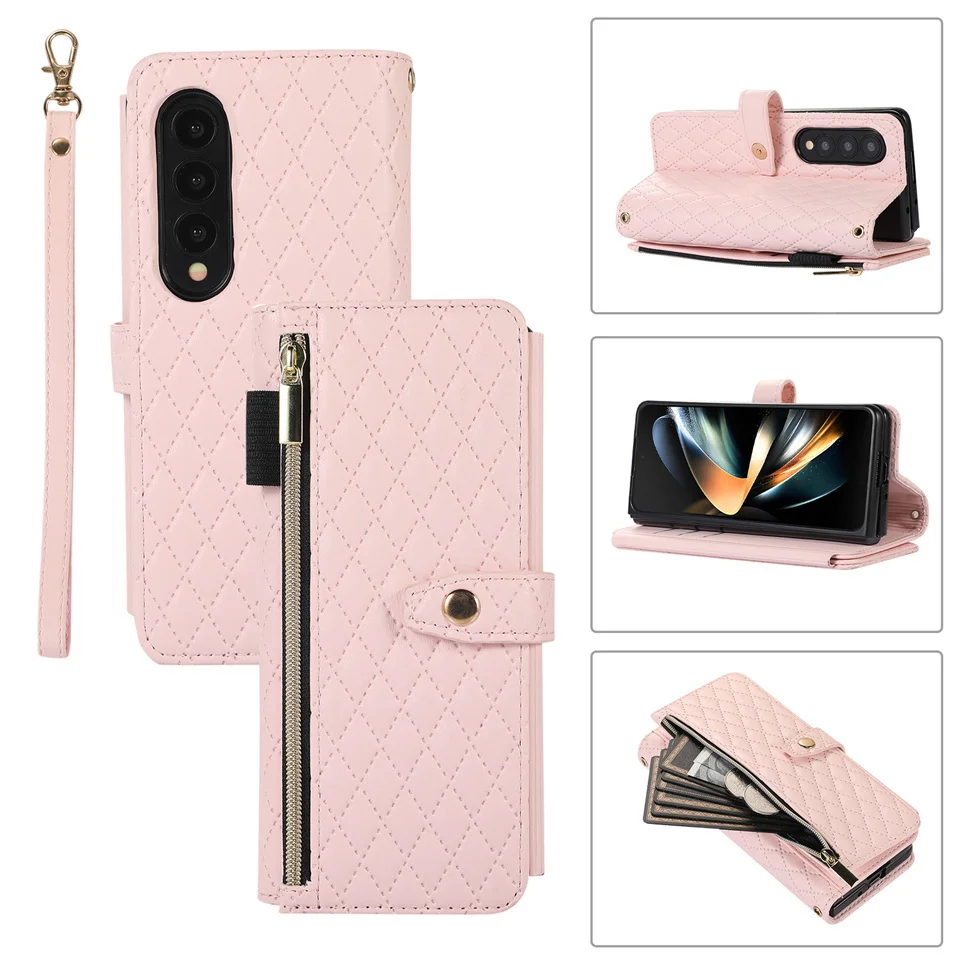 Multi Card Wallet Shoulder Strap Case For Samsung Galaxy Z Fold - onlinemegasale.com