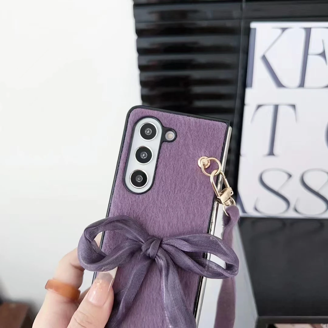 Luxury Fur Bow Case for Samsung Galaxy Z Fold 3/4/5 - onlinemegasale.com