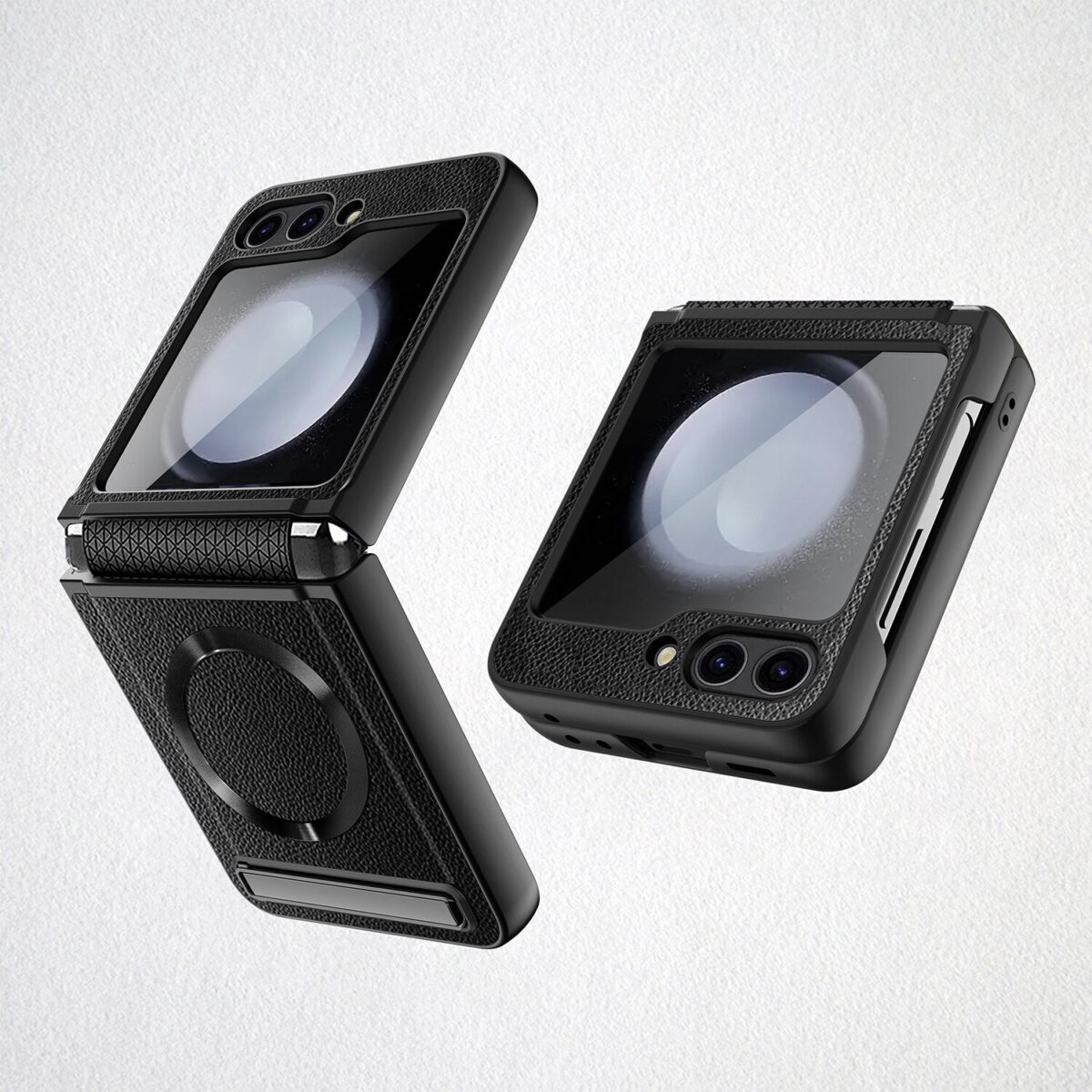 Leather Magsafe Case with Back Screen Protective For Samsung Galaxy Z Flip 5 - onlinemegasale.com