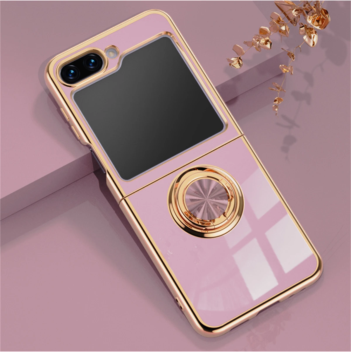 Luxury Electroplating Ring Holder Case For Samsung Galaxy Z Flip 5 - onlinemegasale.com Luxury Electroplating Ring Holder Case For Samsung Galaxy Z Flip 5 - onlinemegasale.com