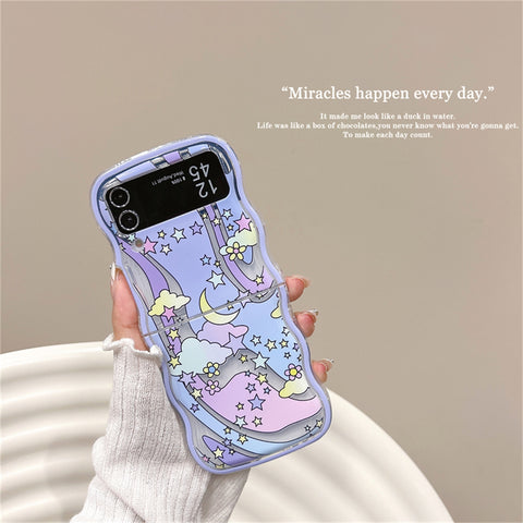 Cute Korean Butterfly Rainbow Wavy Case for Galaxy Z Flip 3 & 4 - onlinemegasale.com
