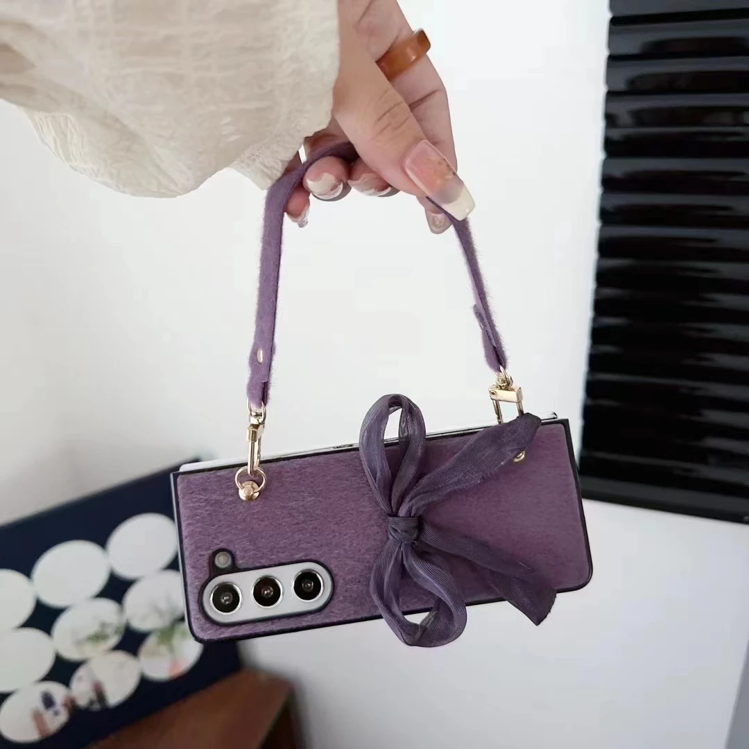 Luxury Fur Bow Case for Samsung Galaxy Z Fold 3/4/5 - onlinemegasale.com