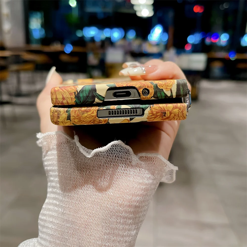 Retro Oil Painting Fragmented Flowers Case For Samsung Galaxy Fold - onlinemegasale.com