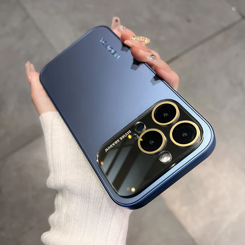 Luxury Camera Lens Glass Full Protect Matte Phone Case for iPhone - onlinemegasale.com