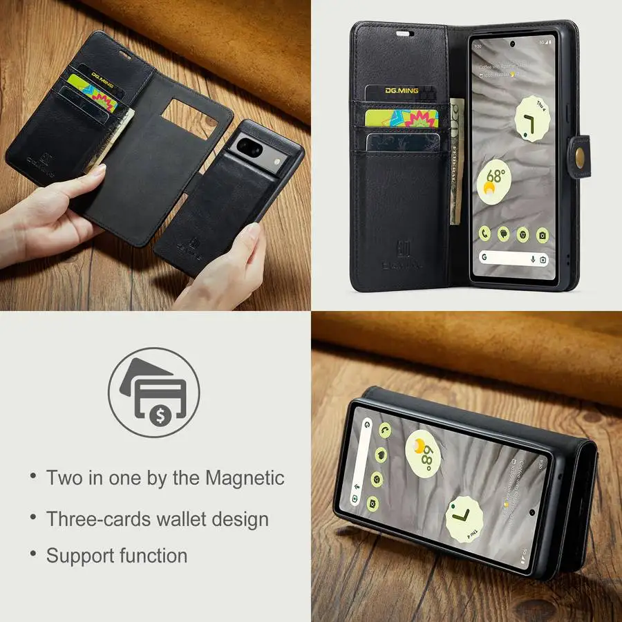 Detachable Magnetic Leather Wallet Case for Google Pixel Series - onlinemegasale.com