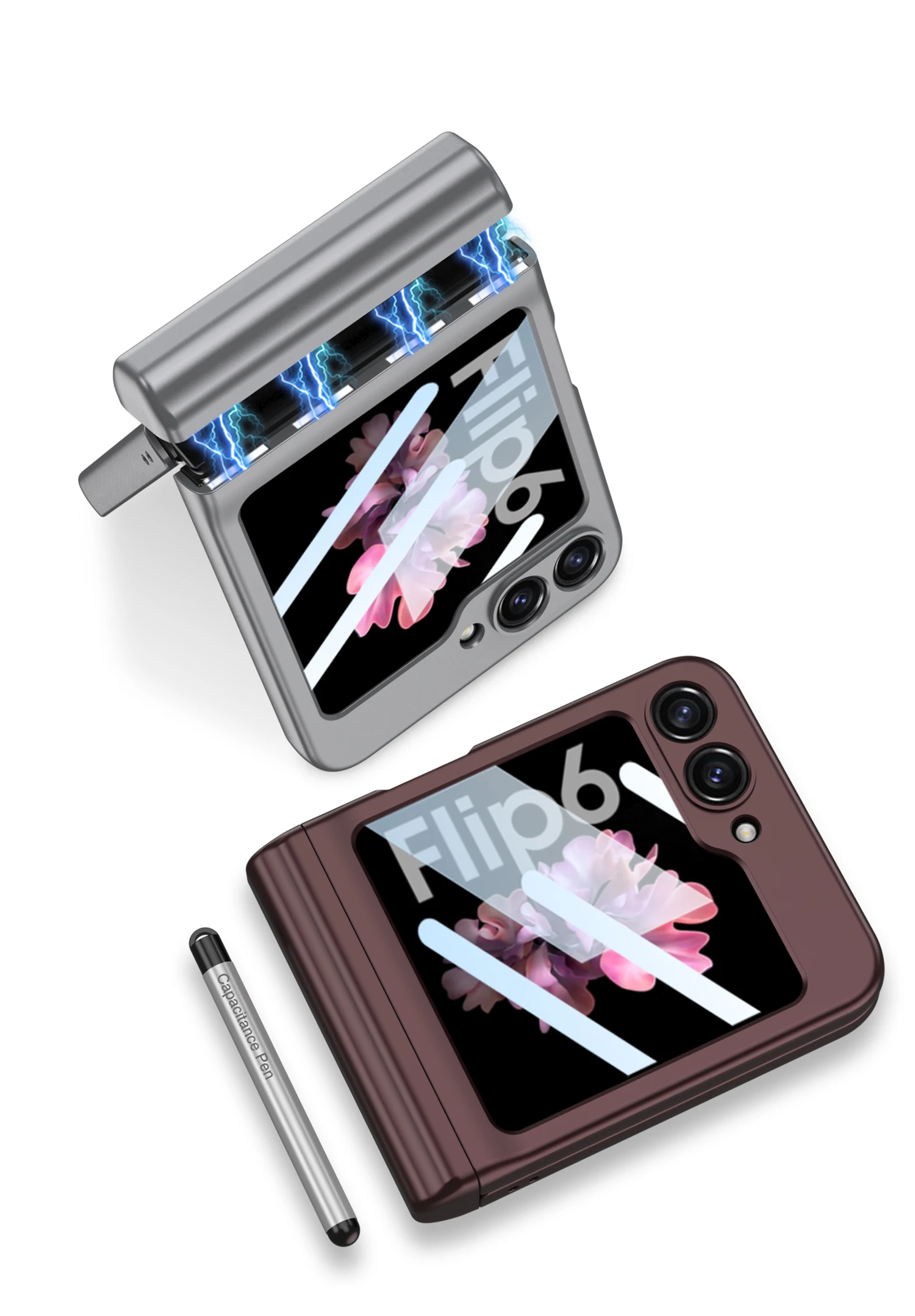 Shockproof Case with Magnetic Hinge Protection & Touch Pen for Samsung Galaxy Z Flip 6 - onlinemegasale.com