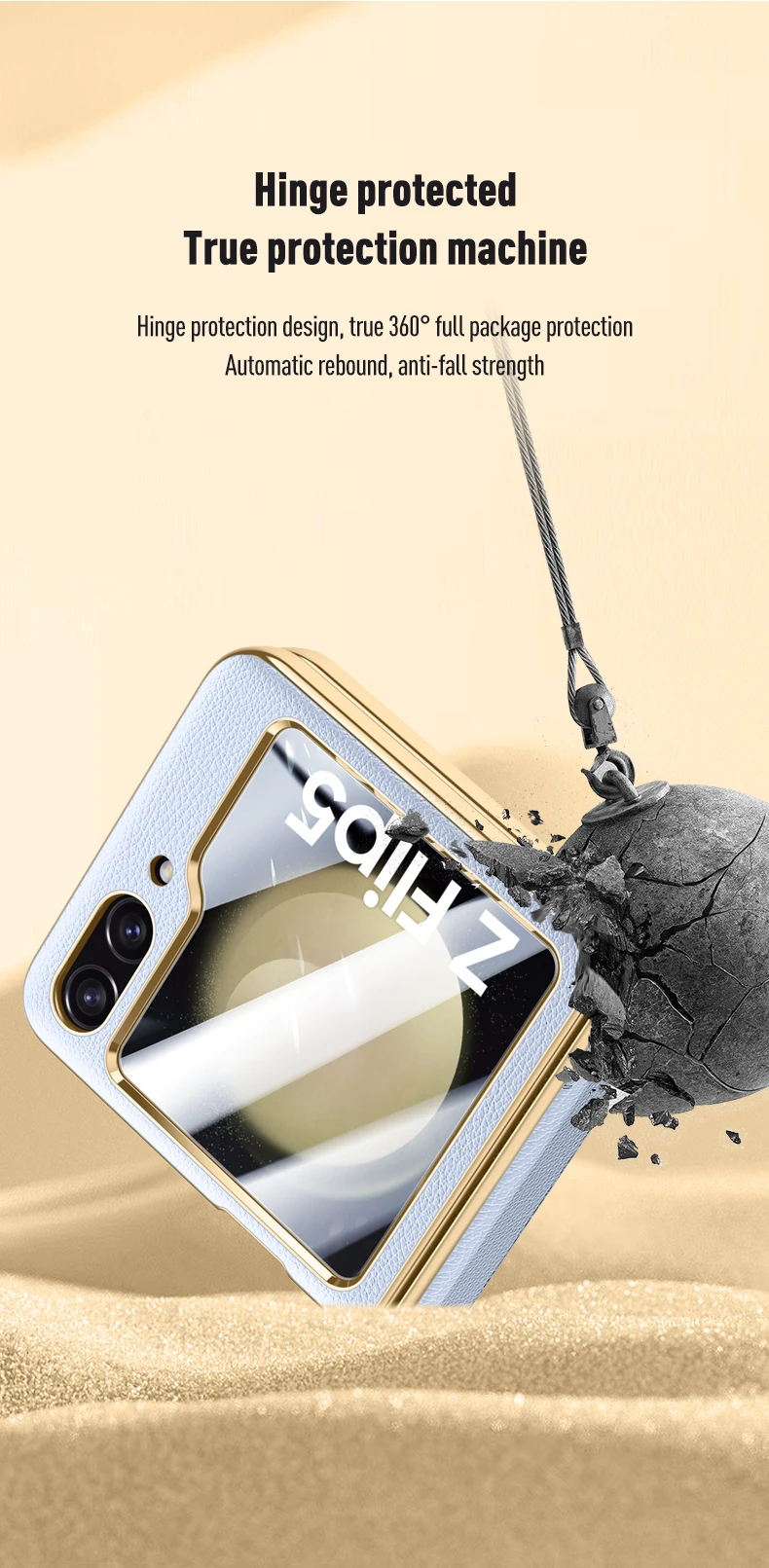 Leather Case with Hinge Protection for Samsung Galaxy Z Flip 5 - onlinemegasale.com