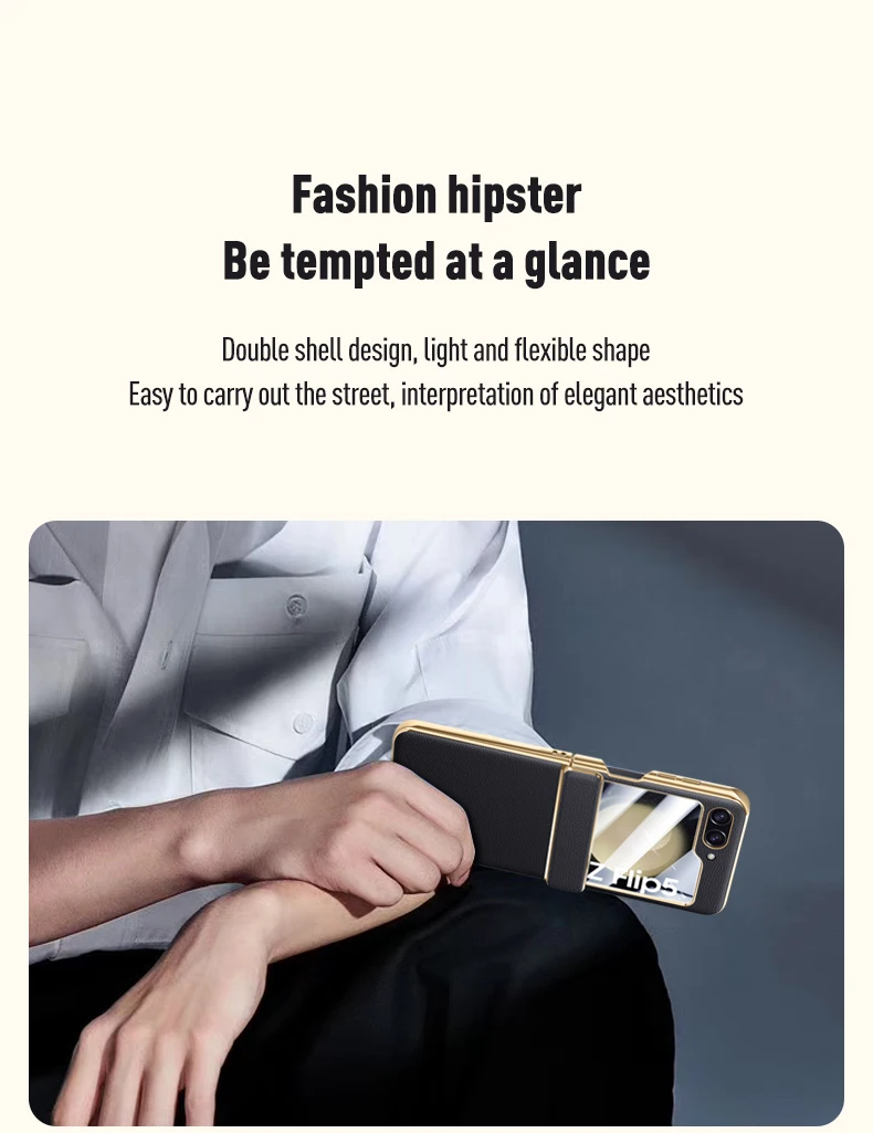 Leather Case with Hinge Protection for Samsung Galaxy Z Flip 5 - onlinemegasale.com