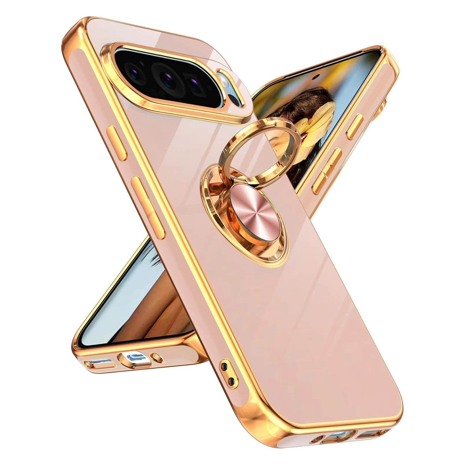 Luxury Plating Case with Ring Holder for Google Pixel Series - onlinemegasale.com