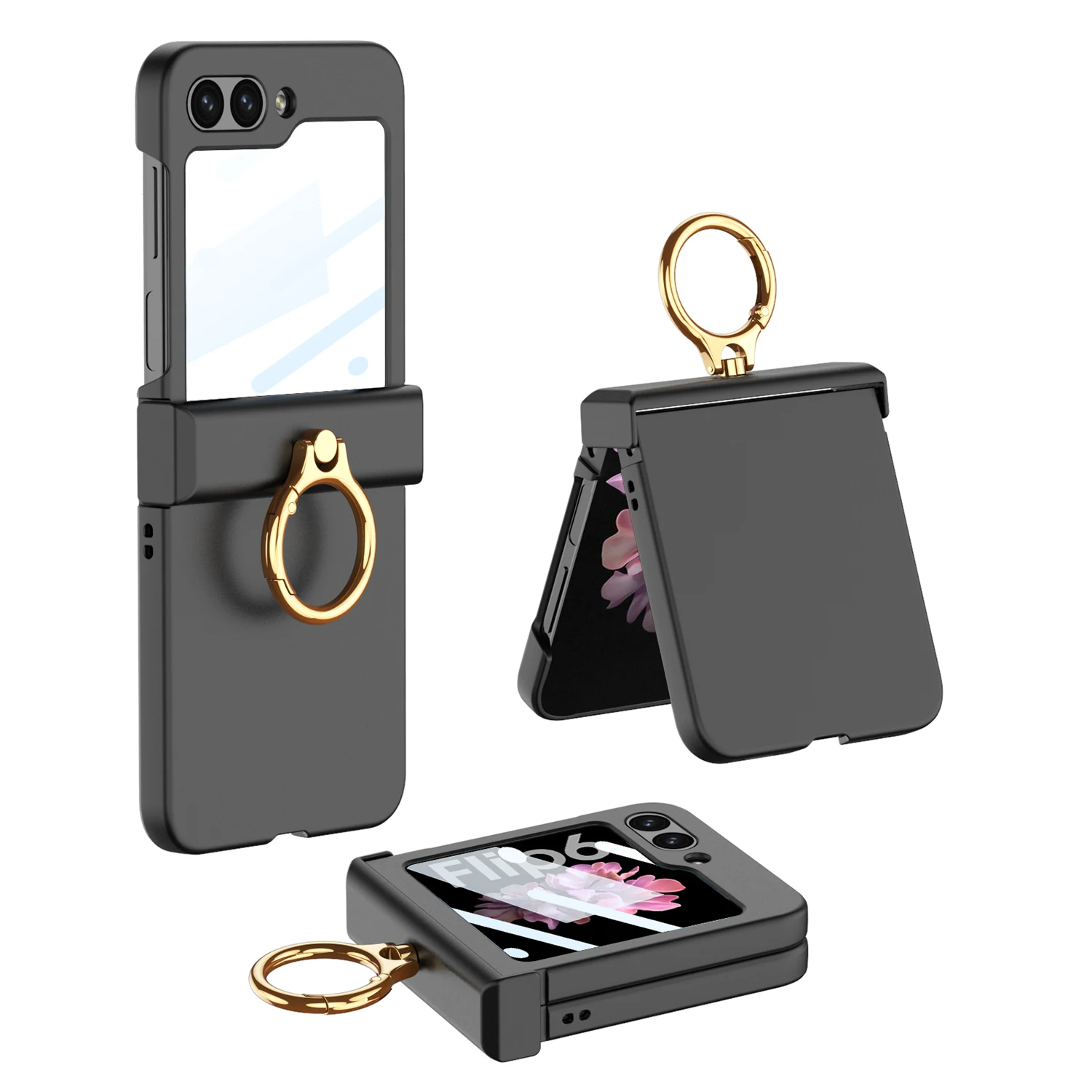 Ultra Thin Hard Case with Ring Holder for Samsung Galaxy Z Flip 6 - onlinemegasale.com