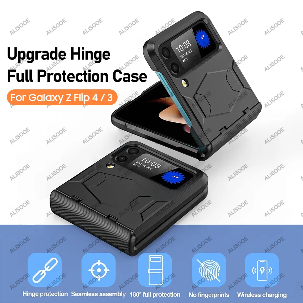 Hinge Full Protect Armor Hard Plastic PC Cover Z Flip4 Flip3 - onlinemegasale.com