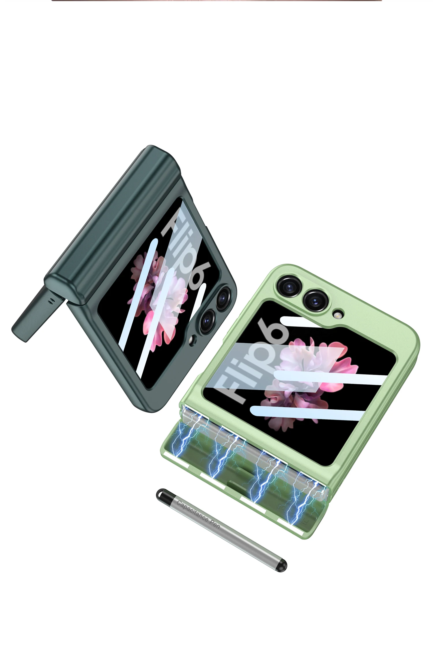 Shockproof Case with Magnetic Hinge Protection & Touch Pen for Samsung Galaxy Z Flip 6 - onlinemegasale.com