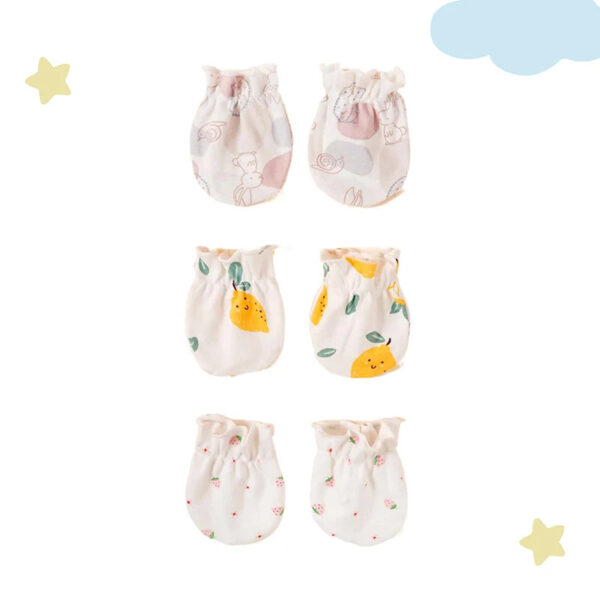 3 Pairs Baby Mittens 0-6 Months – Cotton Newborn Gloves, Anti-Scratch, Anti-Eat Hand, Face Protectionaby Mitten0-6M