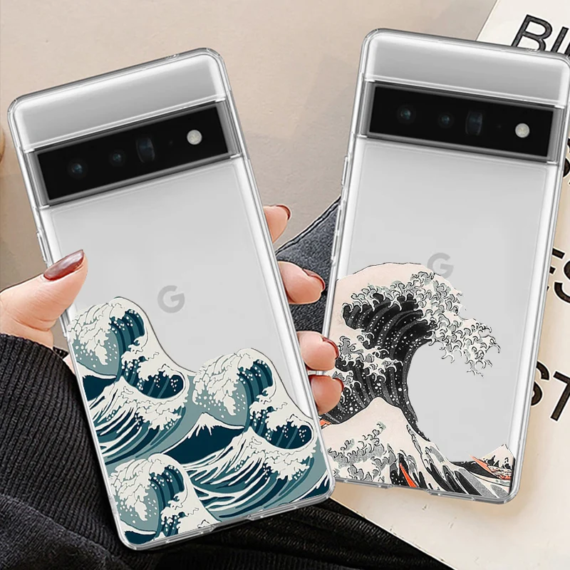 Fashion Great Blue Wave Clear Phone Case for Google Pixel 7 Pro - onlinemegasale.com