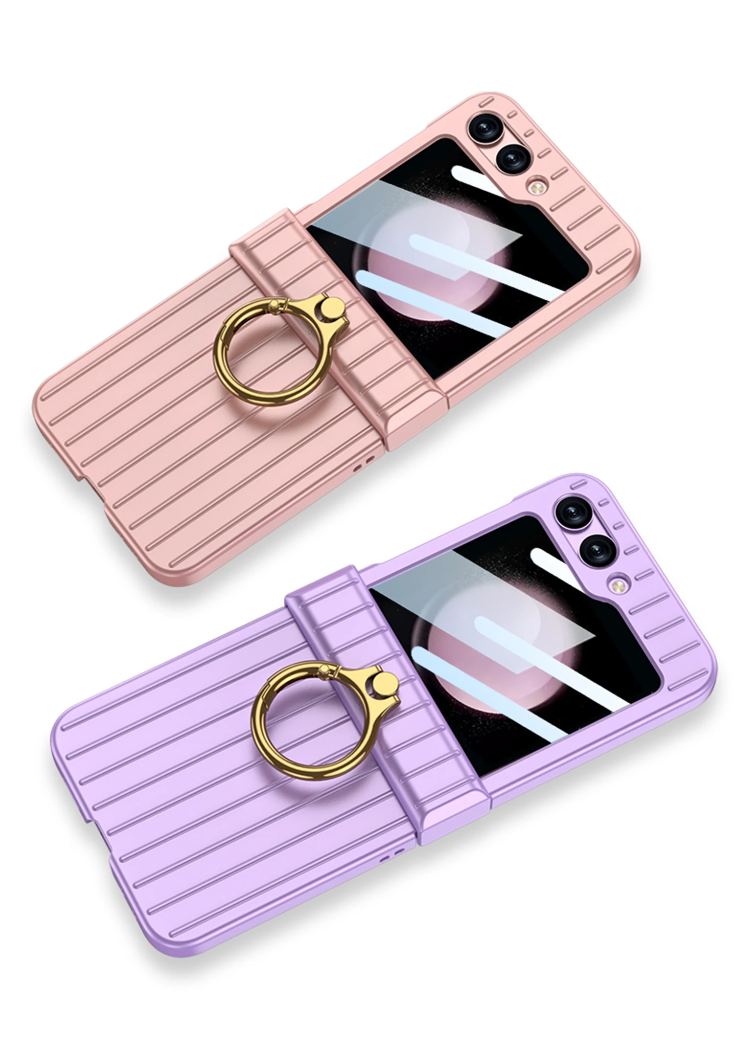 Shockproof Case With Ring Bracket & Screen Protective For Samsung Galaxy Z Flip 5 - onlinemegasale.com
