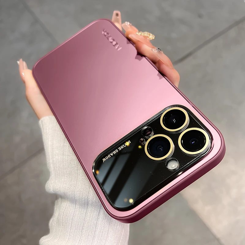 Luxury Camera Lens Glass Full Protect Matte Phone Case for iPhone - onlinemegasale.com