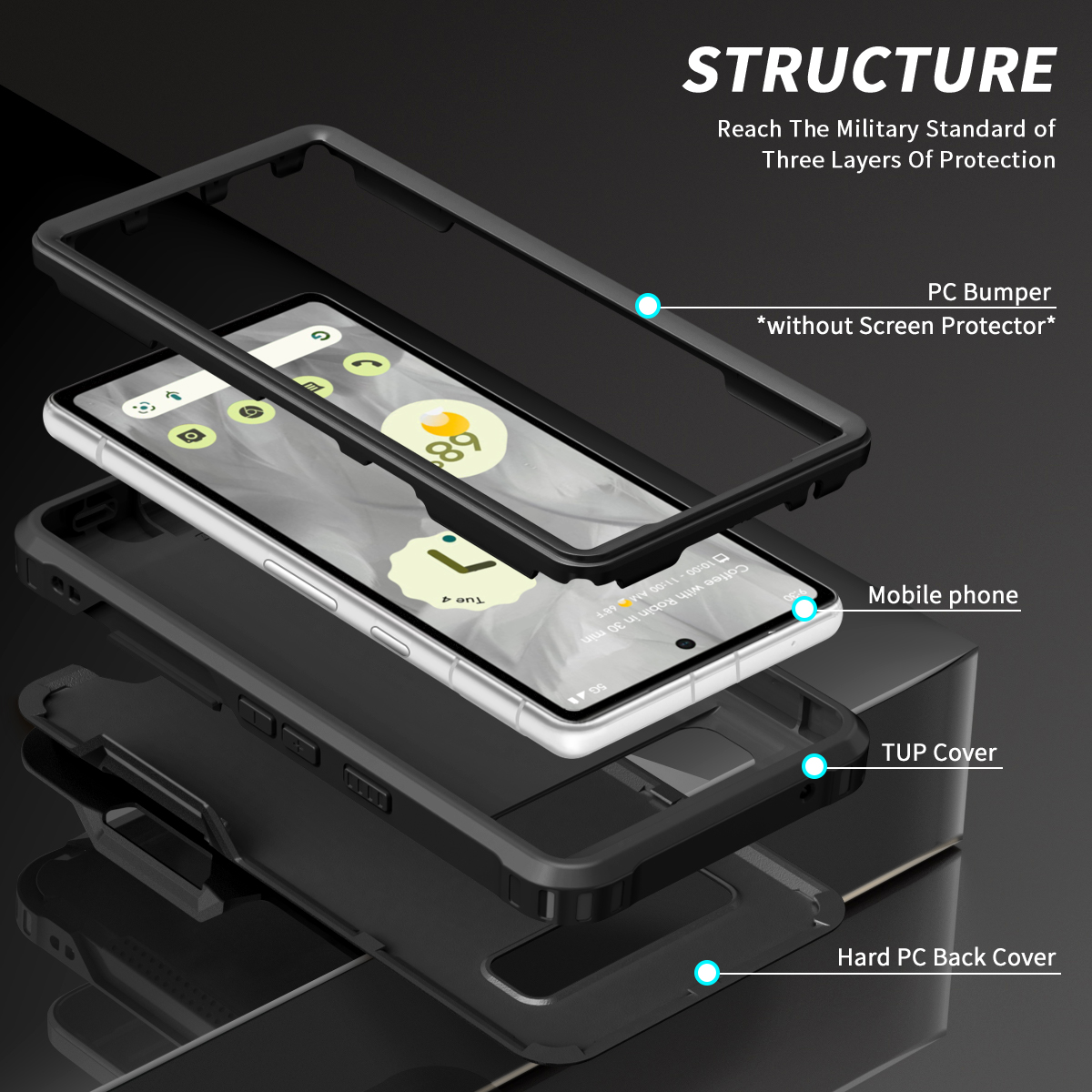 Armor Shockproof Case with Magnetic Ring Holder For Google Pixel 8 Series - onlinemegasale.com