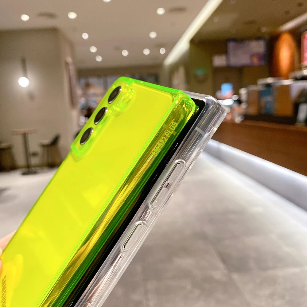 Square Fluorescent Neon Case For Samsung S22 Series - onlinemegasale.com