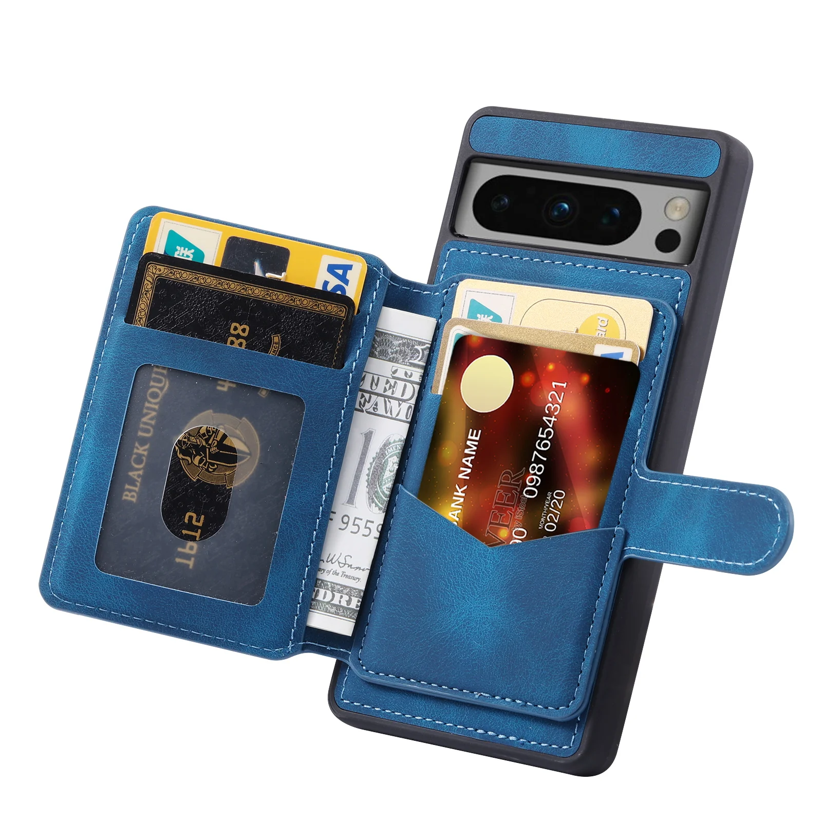 Shockproof Leather Wallet Case For Google Pixel 8 Series - onlinemegasale.com