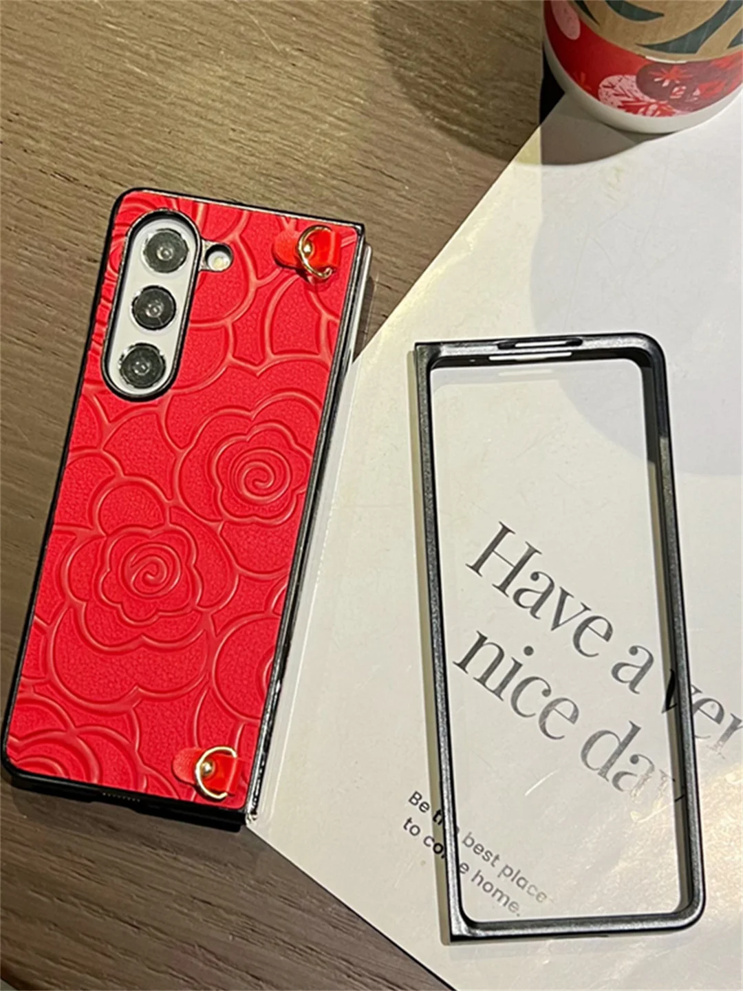 Korean Luxury Camellia Leather Crossbody Lanyard Phone Case for Samsung Galaxy Z Fold Series - onlinemegasale.com Korean Luxury Camellia Leather Crossbody Lanyard Phone Case for Samsung Galaxy Z Fold Series - onlinemegasale.com