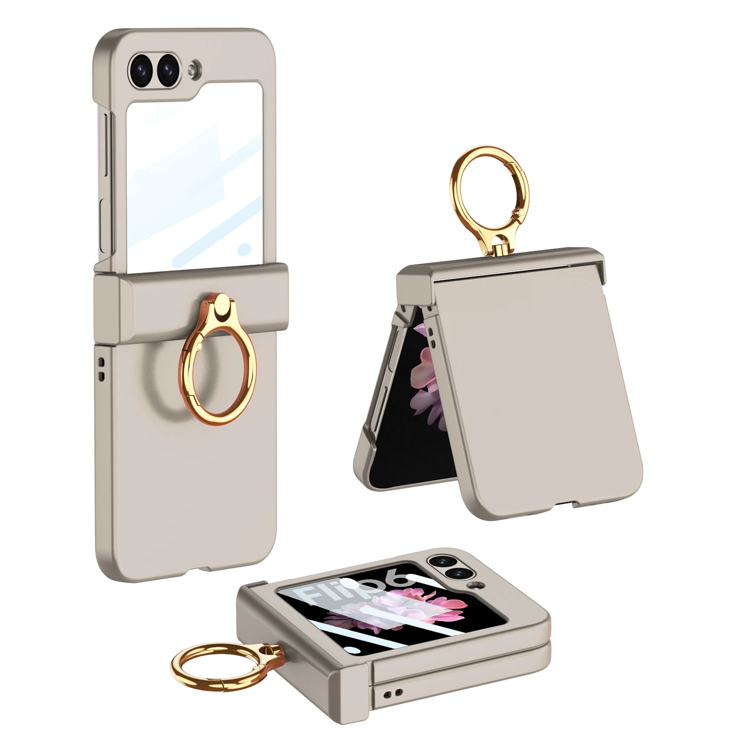 Ultra Thin Hard Case with Ring Holder for Samsung Galaxy Z Flip 6 - onlinemegasale.com