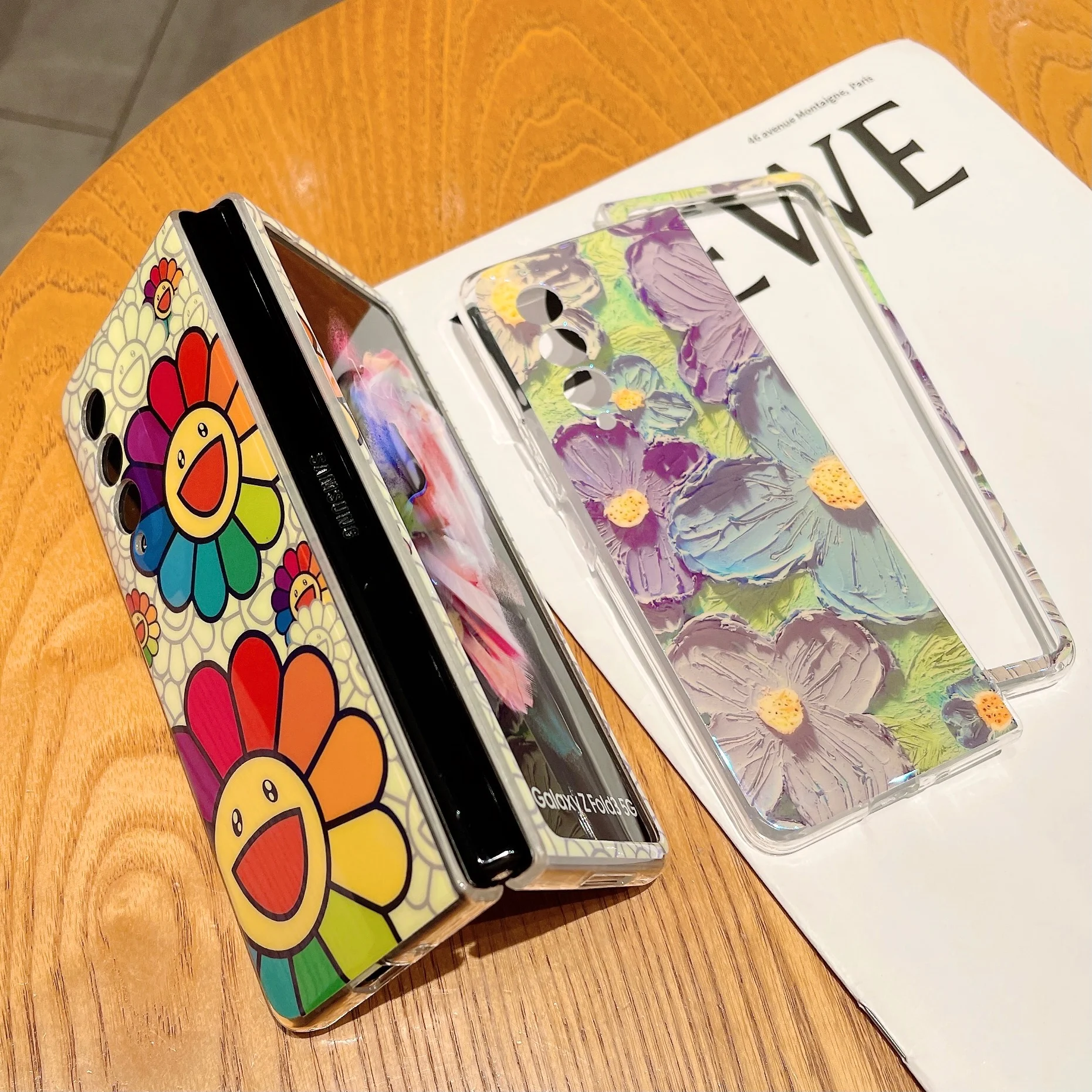 Cute Colorful Oil Painting Flower Phone Case For Samsung Galaxy Z Fold 3 5G - onlinemegasale.com