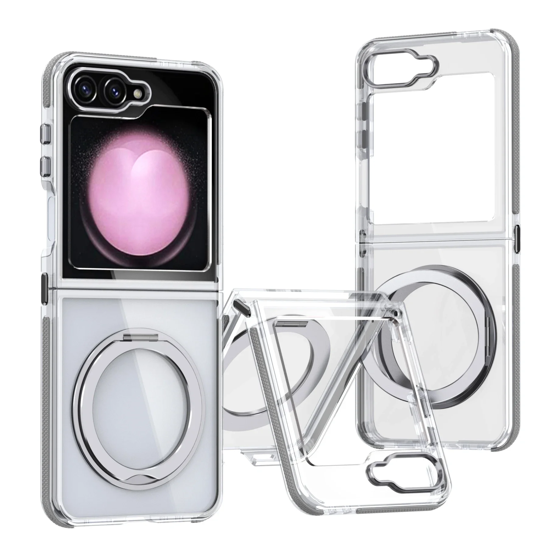 Transparent Shockproof Caase with Ring Holder for Samsung Galaxy Z Flip 6 - onlinemegasale.com Transparent Shockproof Caase with Ring Holder for Samsung Galaxy Z Flip 6 - onlinemegasale.com