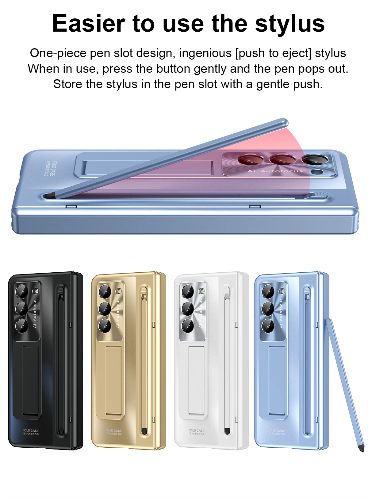 Shockproof Case for Samsung Galaxy Z Fold 6/5/4, Hinge Armor with Touch Pen & Kickstand - onlinemegasale.com