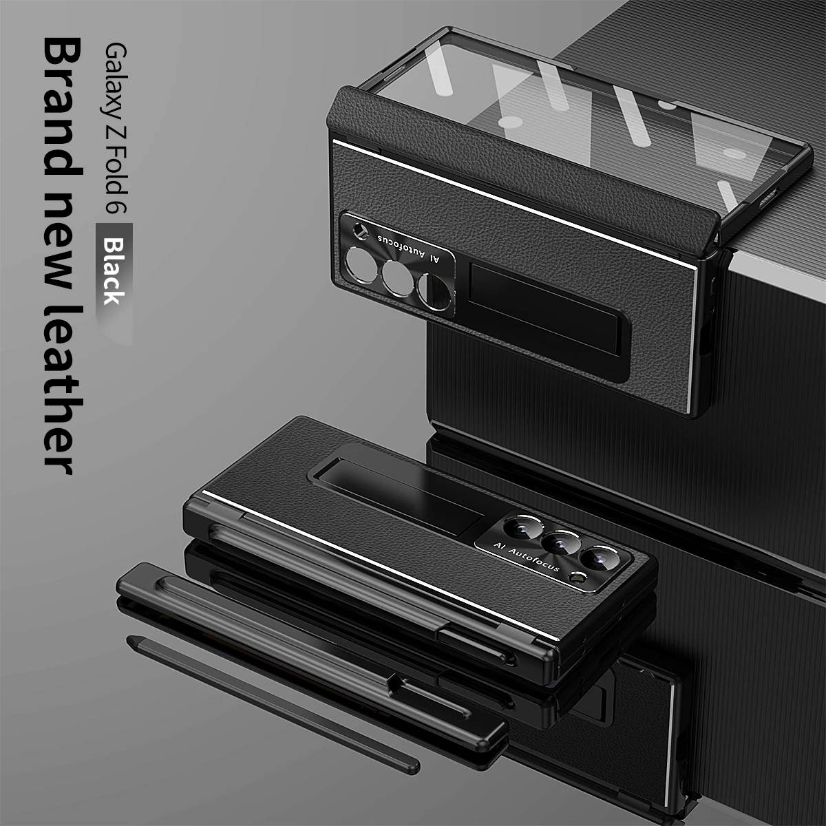 Leather Case with Bracket & Pen Holder For Samsung Galaxy Z Fold Series - onlinemegasale.com