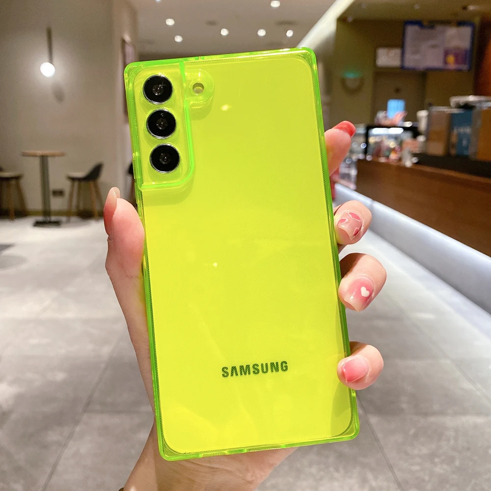 Square Fluorescent Neon Case For Samsung S22 Series - onlinemegasale.com