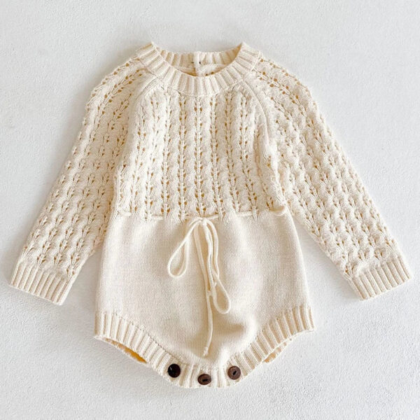 Baby Clothes Girls Romper Autumn Long Sleeve Baby Girl Knit Hollow Out Rompers Baby Jumpsuit Baby Clothes