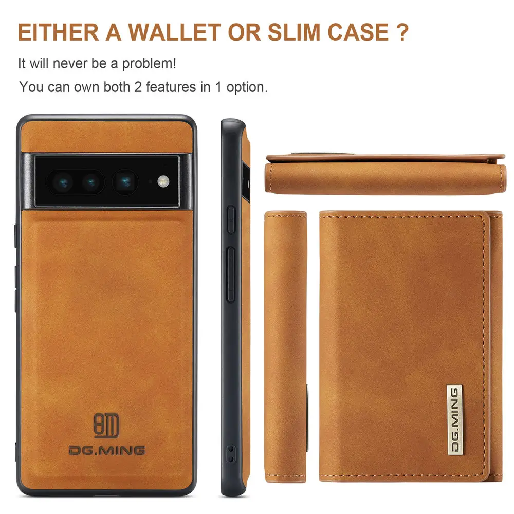 2 in 1 Magnetic Leather Case with Detachable Wallet For Google Pixel Series - onlinemegasale.com
