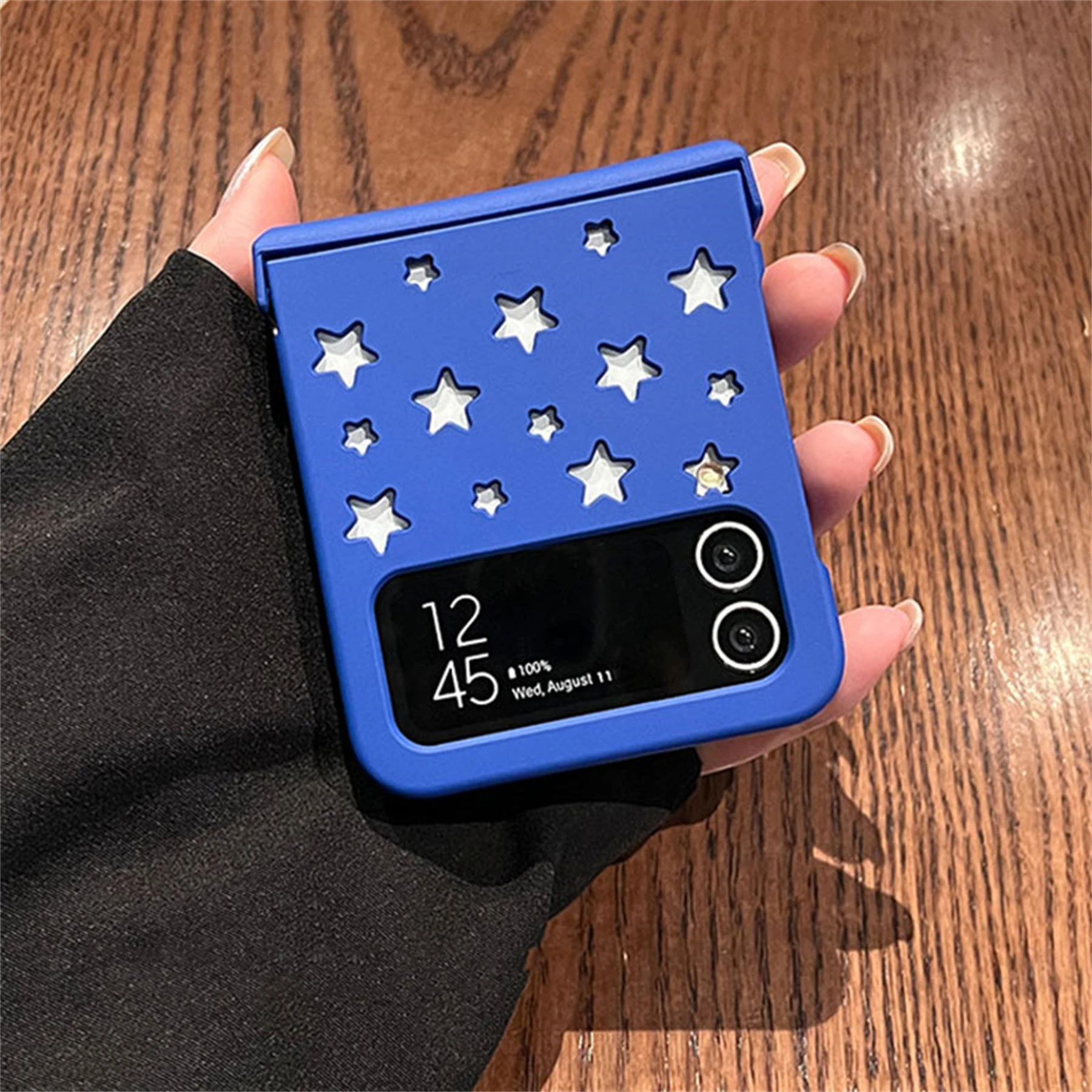 Korean Style Hollow Out Stars Phone Case for Galaxy Z Flip 4 - onlinemegasale.com