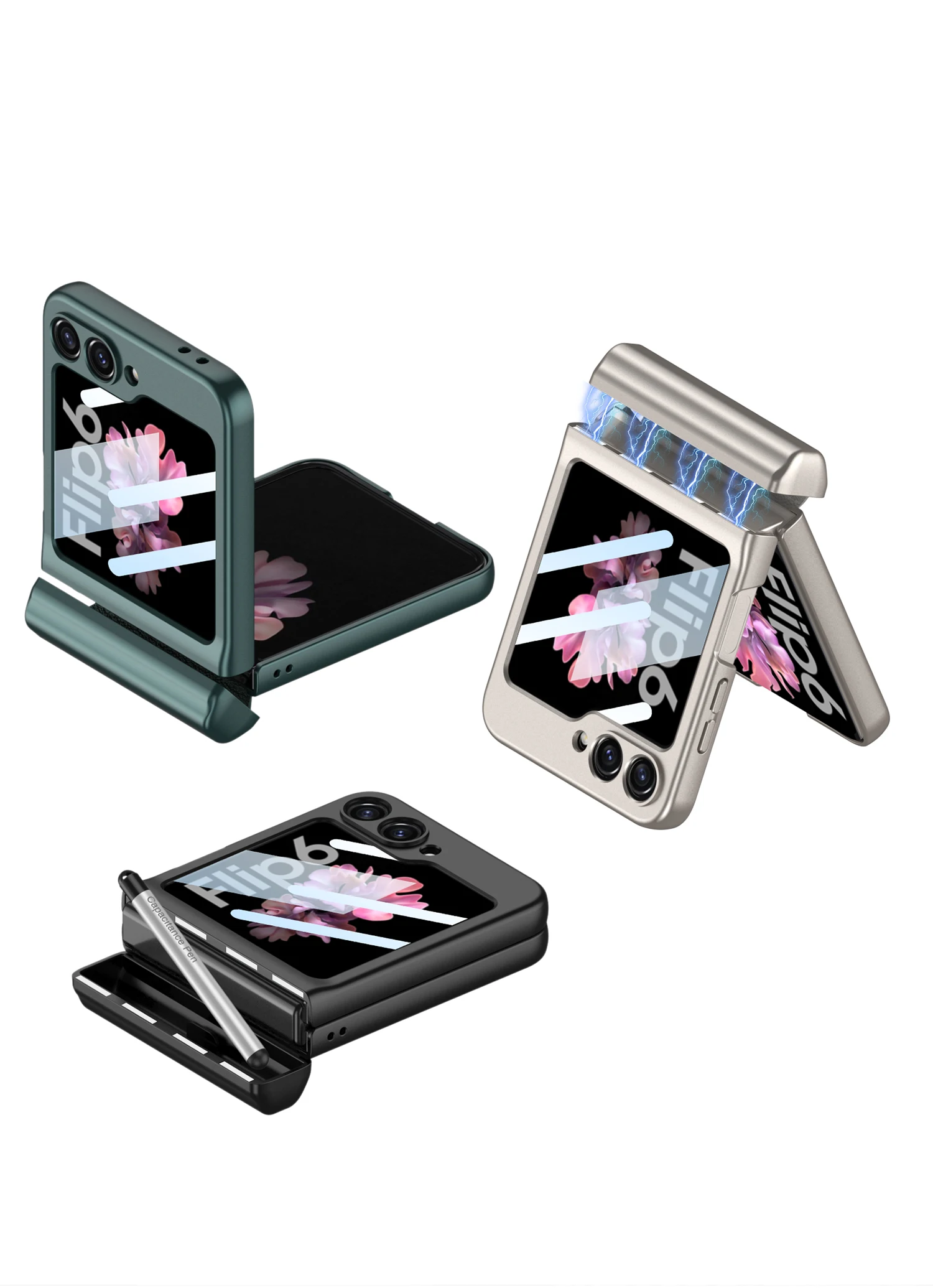 Shockproof Case with Magnetic Hinge Protection & Touch Pen for Samsung Galaxy Z Flip 6 - onlinemegasale.com