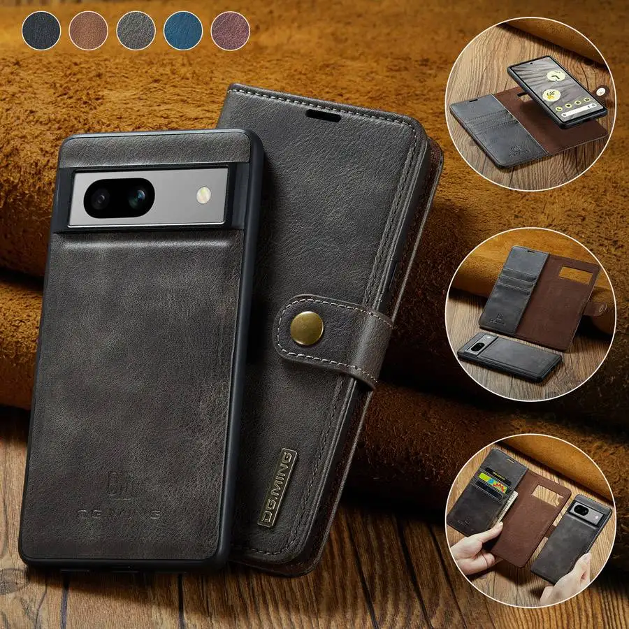 Detachable Magnetic Leather Wallet Case for Google Pixel Series - onlinemegasale.com