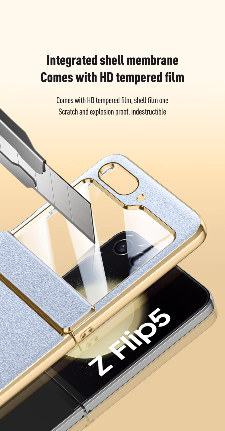 Leather Case with Hinge Protection for Samsung Galaxy Z Flip 5 - onlinemegasale.com
