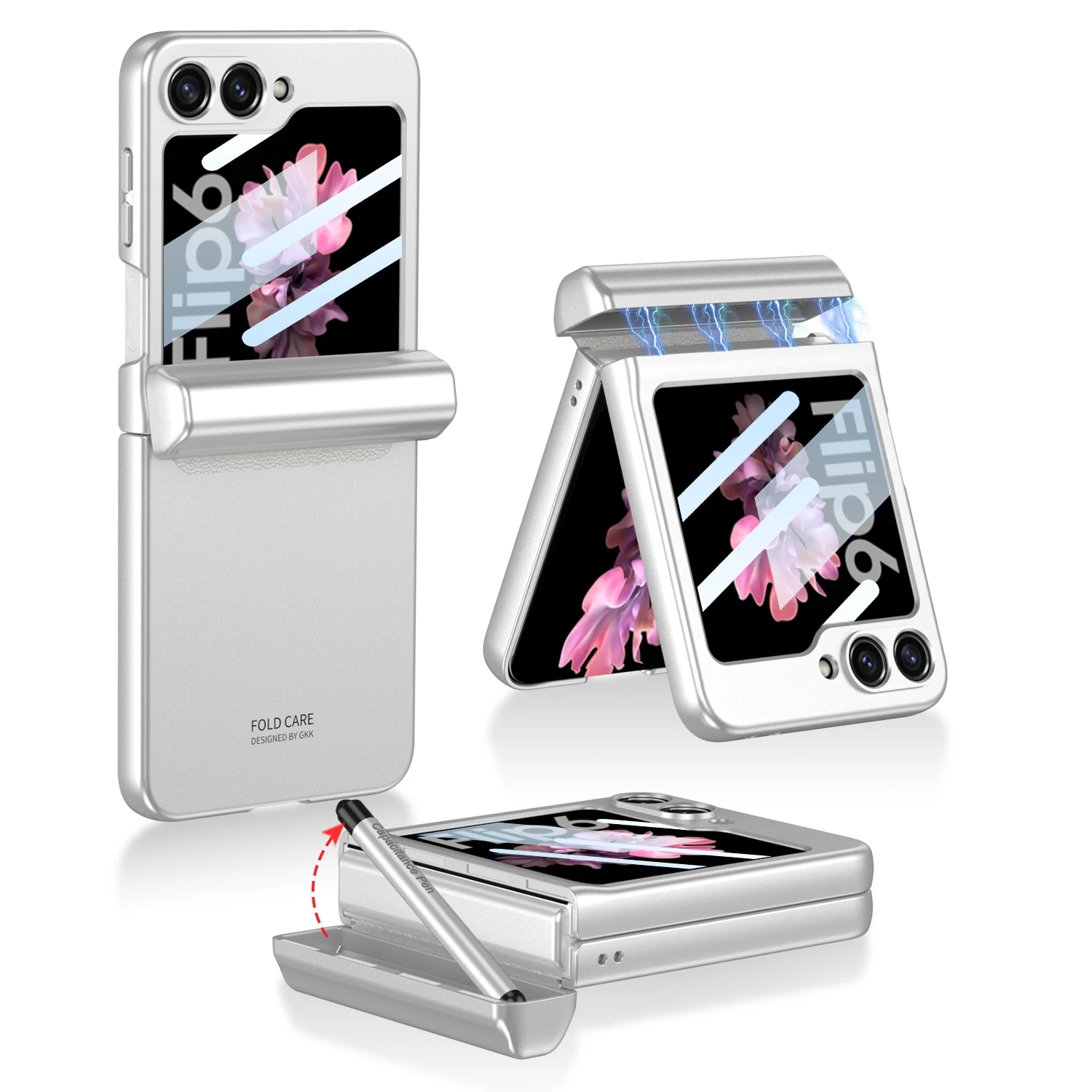 Shockproof Case with Magnetic Hinge Protection & Touch Pen for Samsung Galaxy Z Flip 6 - onlinemegasale.com