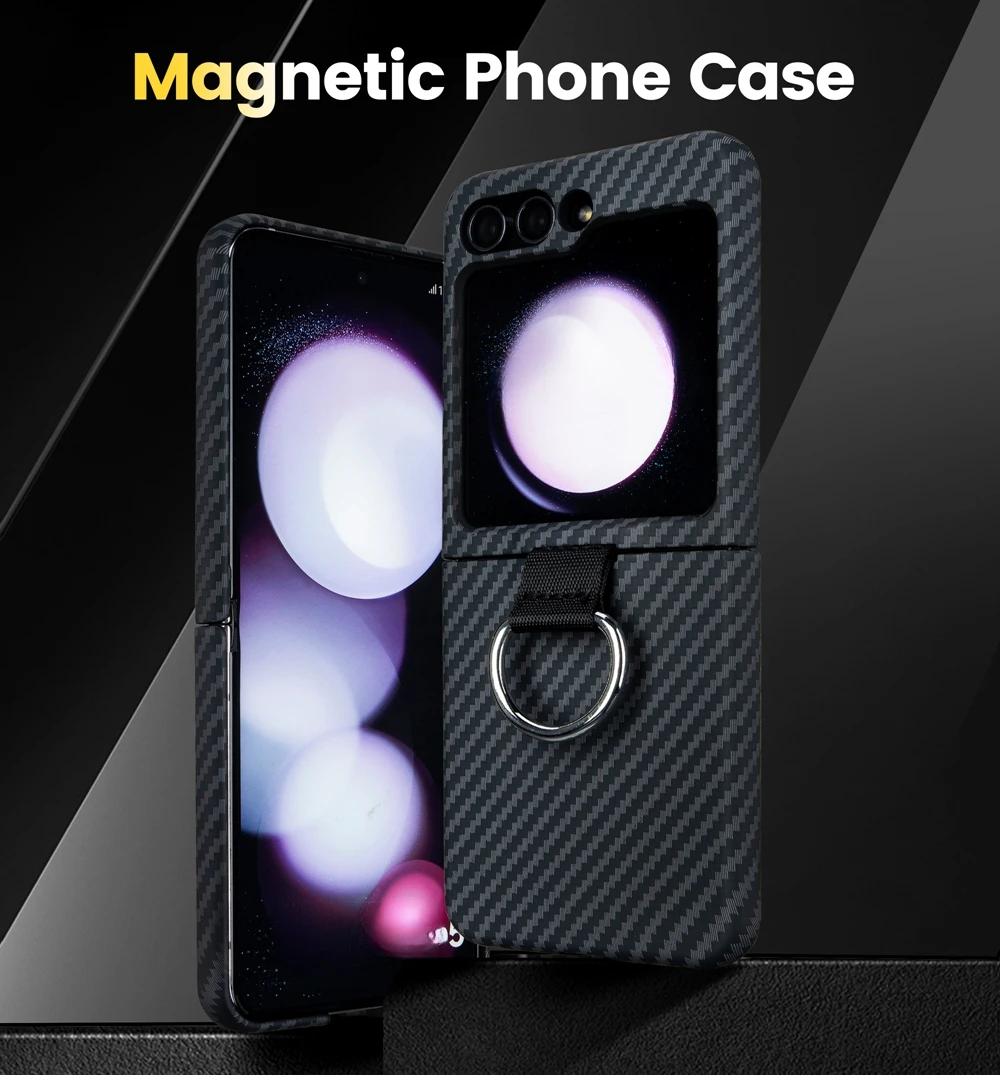 Shockproof Carbon Fiber Case with Ring Holder for Samsung Galaxy Z Flip 6 - onlinemegasale.com Shockproof Carbon Fiber Case with Ring Holder for Samsung Galaxy Z Flip 6 - onlinemegasale.com